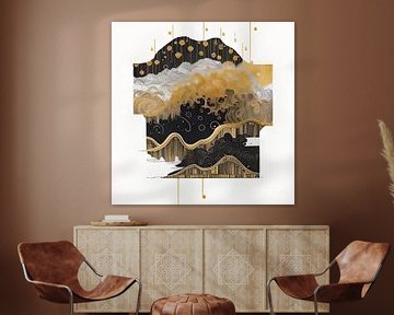 Abstract Graphic Mountain and Cloud Landscape by Anouk Maria