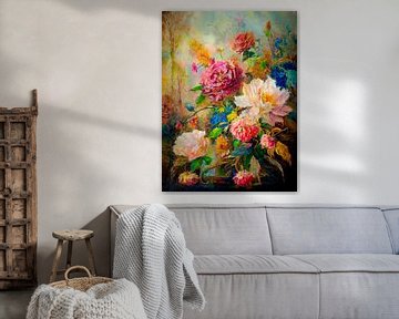 Nature morte victorienne avec bouquet de roses sur Studio Pieternel