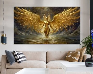 Goldener Engel mit langen Flügeln von Giel Ketting