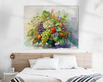 Fruitig boeket met bloemen en fruit van Studio Pieternel