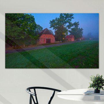 Early in the morning before sunrise on the Elbe dyke in Damnatz (Lower Saxony)