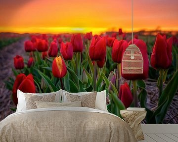 Tulpen bei Sonnenuntergang. von Justin Sinner Pictures ( Fotograaf op Texel)