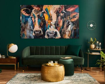 3 koeien abstract panorama van TheXclusive Art