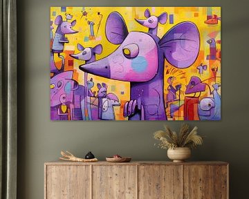 Painting Mice Abstract | Whiskers and colour sounds by ARTEO Paintings