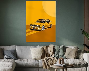 Kunstauto BMW E30 M3 geel van D.Crativeart