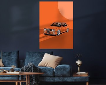 Kunstauto BMW E30 M3 oranje van D.Crativeart