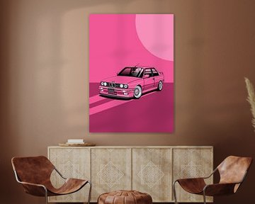 Kunstauto BMW E30 M3 roze van D.Crativeart