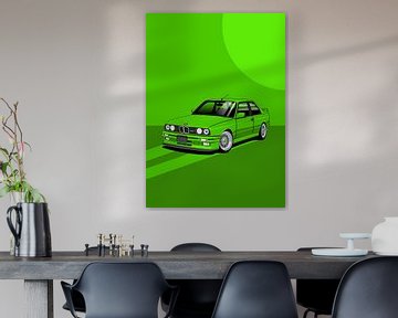 Kunstauto BMW E30 M3 groen van D.Crativeart