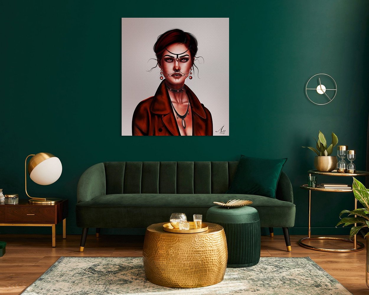 Voorbeeld van het werk in een kamer