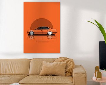 Kunstauto BMW E34 oranje van D.Crativeart