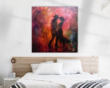 Mysterieuze dansende man en vrouw abstract