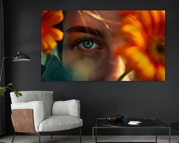 Woman behind flowers panorama by TheXclusive Art