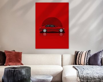 Kunstauto 1997 BMW M3 E36 rood van D.Crativeart