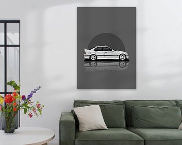 Kunstauto 1997 BMW M3 E36 wit van D.Crativeart