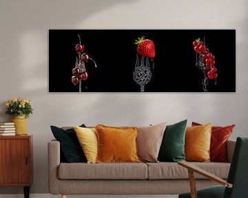 Red fruit on vintage forks by Corrine Ponsen
