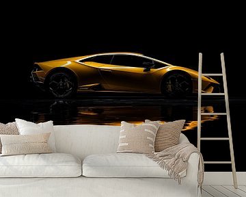 Gele Lamborghini portret van Vladimir Komsikov