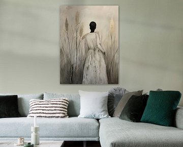 Poetic portrait in neutral colour tones with a touch of gold by Carla Van Iersel