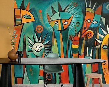 Schilderij kleurrijk abstract | Carnaval der dierenrijk van ARTEO Schilderijen