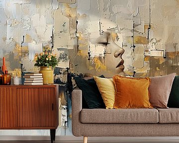 Vrouw en Abstract van Kunst Kriebels