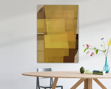 Modern abstract shapes in ocher, mustard, brown and beige. by Dina Dankers