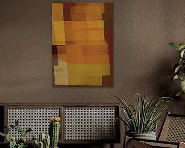 Moderne abstracte vormen in warm geel, oranje, bruin, terracotta. van Dina Dankers