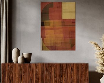 Modern abstract shapes in terra, brown, light yellow by Dina Dankers