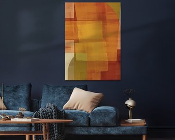 Modern abstract shapes in ocher, terra, mustard and brown. by Dina Dankers