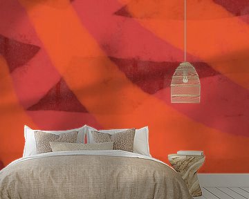 Modern abstract art. Brush strokes in orange, pink, terra.
