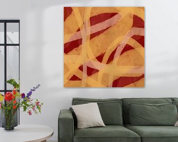 Modern abstract art. Brush strokes in natural yellow and dark terra. by Dina Dankers