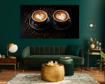 Cups of coffee with beans panorama by TheXclusive Art