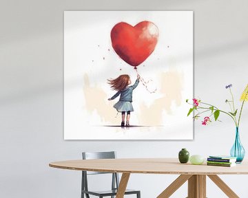 Fille avec un ballon rouge sur Cafe Noir