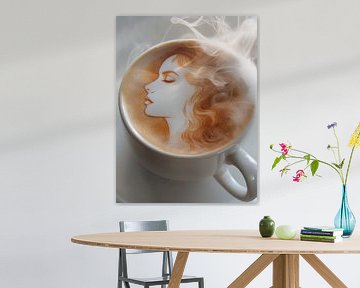 kop koffie of cappuccino drinken met vrouwspersoon van Egon Zitter