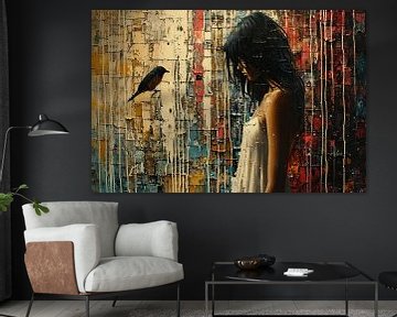 Figurative Female Portrait | Abstract Woman Bird by Art Whims