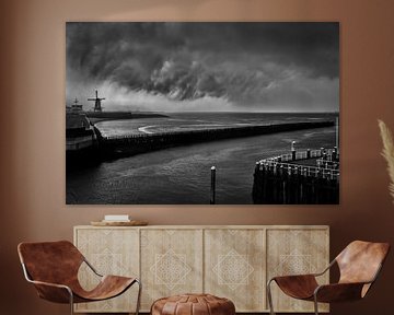 Starker Wolkenbruch über der Nordsee bei Vlissingen in Zeeland. Wout Kok One2expose von Wout Kok