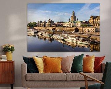 Dresden skyline with the Frauenkirche in the morning by Werner Dieterich