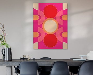 Abstract 01 | Een werk dat door zijn vrolijke kleuren rood, roze en oranje de zomer in je huis brengt van Wil Vervenne