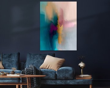 Modern en abstract in warme kleuren met een vleugje goud van Studio Allee
