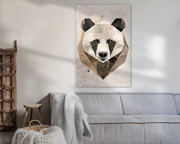 Abstrakter Bär im geometrisch-kubistischen Stil von De Muurdecoratie