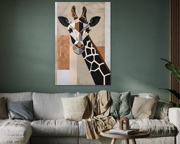 Geometrische giraffe in minimalistische stijl van De Muurdecoratie