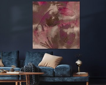 Moderne abstracte kunst. Vormen in paars, bruin en roze. van Dina Dankers