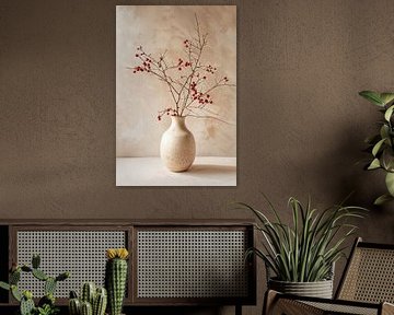 Antike Vase mit roten Beerenzweigen von Art & Soul Creations