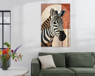 Geometrische Zebra in Aardse Tinten van De Muurdecoratie