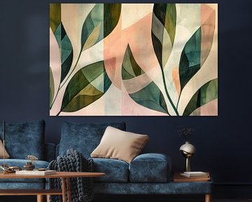 Bladeren in Pastel - Abstract Natuur Ontwerp van De Muurdecoratie