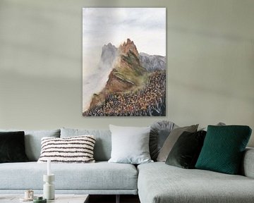 Mistige alpine natuur italiaanse bergen dolomieten van Samantha Tang Studios