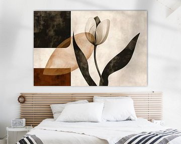 Sepia Tulp met Art Deco Invloeden van De Muurdecoratie