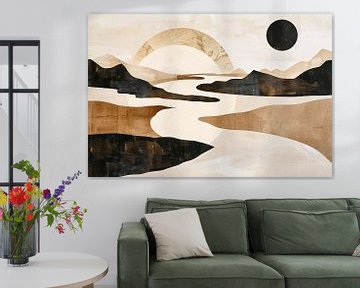 Abstract Rivierlandschap in Neutrale Tinten van Art & Soul Creations