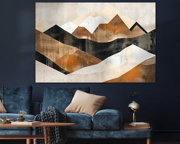 Abstracte Geometrische Bergen in Monochroom van De Muurdecoratie