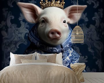'The Piglet Prince' in Delfts Blauwe outfit van Studio Ypie