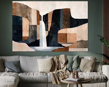 Abstracte Sepia Waterval Geometrisch Design van De Muurdecoratie