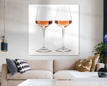 Rosé wijn 2 glazen portret wit van TheXclusive Art